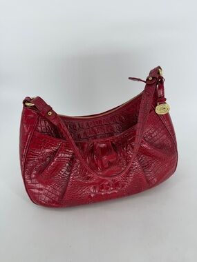 Brahmin Melbourne Deep Red Croc Embossed Shoulder Bag